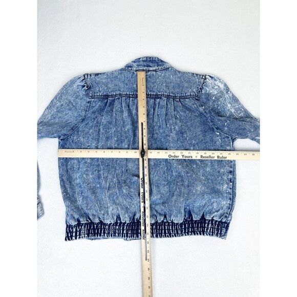 Vintage 80s Dawn Jean Jacket Large Denim Stone Wash Pleated Pockets - Picture 7 of 9